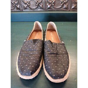 Womens Toms size 7.5, Chambray Rope Polk a Dot Slip on Shoe